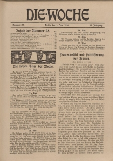 Die Woche, 20. Jahrgang, 1. Juni 1918, Nr 22