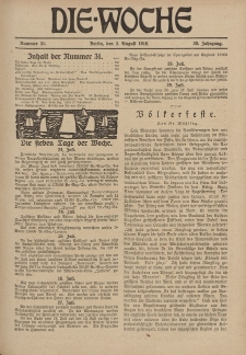Die Woche, 20. Jahrgang, 3. August 1918, Nr 31
