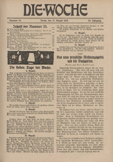 Die Woche, 20. Jahrgang, 17. August 1918, Nr 33
