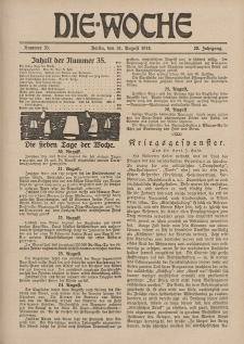 Die Woche, 20. Jahrgang, 31. August 1918, Nr 35
