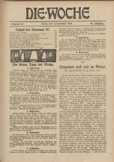 Die Woche, 20. Jahrgang, 14. September 1918, Nr 37