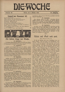 Die Woche, 20. Jahrgang, 5. Oktober 1918, Nr 40