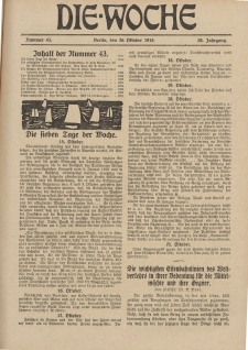 Die Woche, 20. Jahrgang, 26. Oktober 1918, Nr 43