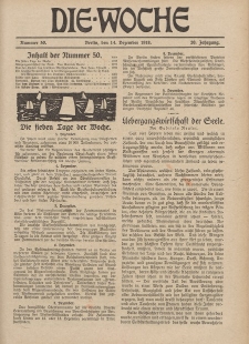 Die Woche, 20. Jahrgang, 14. Dezember 1918, Nr 50