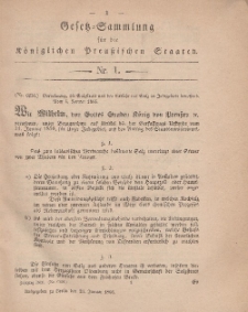 Gesetz-Sammlung für die Königlichen Preussischen Staaten, 23. Januar, 1866, nr. 1.