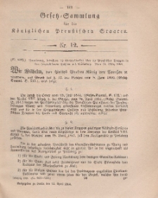 Gesetz-Sammlung für die Königlichen Preussischen Staaten, 14. April, 1866, nr. 12.