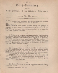 Gesetz-Sammlung für die Königlichen Preussischen Staaten, 21. Mai, 1866, nr. 19.