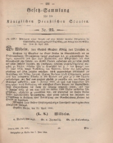 Gesetz-Sammlung für die Königlichen Preussischen Staaten, 7. Juni, 1866, nr. 22.