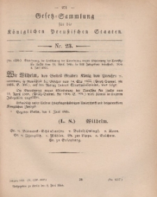 Gesetz-Sammlung für die Königlichen Preussischen Staaten, 9. Juni, 1866, nr. 23.