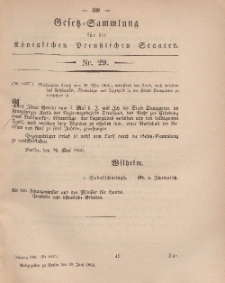 Gesetz-Sammlung für die Königlichen Preussischen Staaten, 30. Juni, 1866, nr. 29.