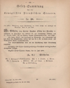 Gesetz-Sammlung für die Königlichen Preussischen Staaten, 24. Juli, 1866, nr. 36.