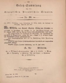 Gesetz-Sammlung für die Königlichen Preussischen Staaten, 31. Juli, 1866, nr. 39.