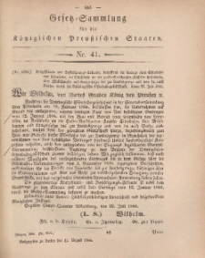 Gesetz-Sammlung für die Königlichen Preussischen Staaten, 11. August, 1866, nr. 41.