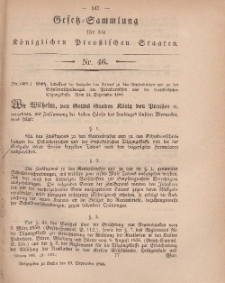 Gesetz-Sammlung für die Königlichen Preussischen Staaten, 19. September, 1866, nr. 46.