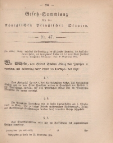 Gesetz-Sammlung für die Königlichen Preussischen Staaten, 23. September, 1866, nr. 47.