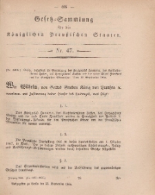 Gesetz-Sammlung für die Königlichen Preussischen Staaten, 23. September, 1866, nr. 47.