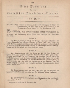 Gesetz-Sammlung für die Königlichen Preussischen Staaten, 26. September, 1866, nr. 48.