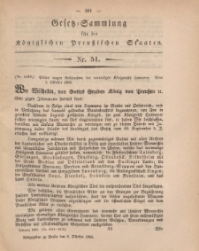 Gesetz-Sammlung für die Königlichen Preussischen Staaten, 8. Oktober, 1866, nr. 51.