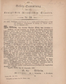 Gesetz-Sammlung für die Königlichen Preussischen Staaten, 20. Oktober, 1866, nr. 53.