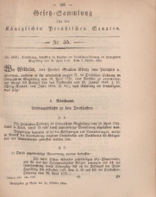 Gesetz-Sammlung für die Königlichen Preussischen Staaten, 26. Oktober, 1866, nr. 55.