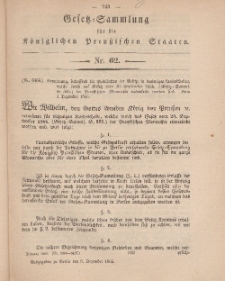 Gesetz-Sammlung für die Königlichen Preussischen Staaten, 8. Dezember, 1866, nr. 62.