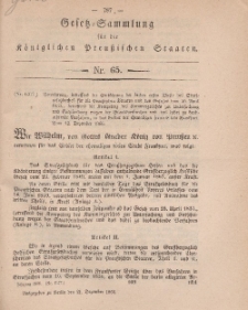 Gesetz-Sammlung für die Königlichen Preussischen Staaten, 21. Dezember, 1866, nr. 65.