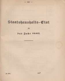 Gesetz-Sammlung für die Königlichen Preussischen Staaten, (Staatshaushalts-Etat füf das Jahr 1867)