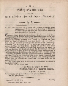 Gesetz-Sammlung für die Königlichen Preussischen Staaten, 5. März, 1860, nr. 7