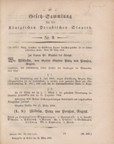Gesetz-Sammlung für die Königlichen Preussischen Staaten, 30. März, 1860, nr. 9