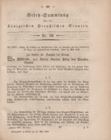 Gesetz-Sammlung für die Königlichen Preussischen Staaten, 31. Mai, 1860, nr. 16