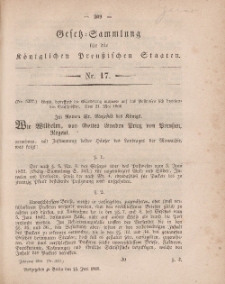 Gesetz-Sammlung für die Königlichen Preussischen Staaten, 15. Juni, 1860, nr. 17
