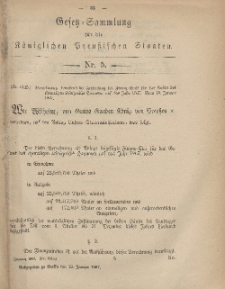 Gesetz-Sammlung für die Königlichen Preussischen Staaten, 19. Januar, 1867, nr. 5.