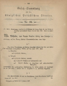 Gesetz-Sammlung für die Königlichen Preussischen Staaten, 2. Februar, 1867, nr. 10.