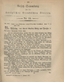 Gesetz-Sammlung für die Königlichen Preussischen Staaten, 11. Februar, 1867, nr. 11.