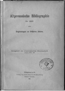 Altpreussische Bibliographie für das Jahr 1895