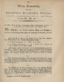 Gesetz-Sammlung für die Königlichen Preussischen Staaten, 26. Februar, 1867, nr. 15.