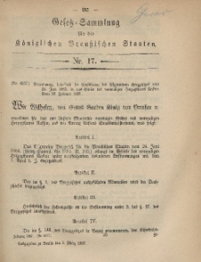 Gesetz-Sammlung für die Königlichen Preussischen Staaten, 2. März, 1867, nr. 17.