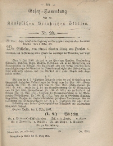 Gesetz-Sammlung für die Königlichen Preussischen Staaten, 23. März, 1867, nr. 23.