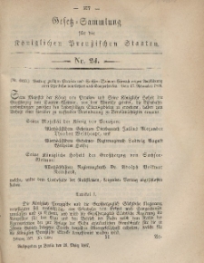 Gesetz-Sammlung für die Königlichen Preussischen Staaten, 26. März, 1867, nr. 24.