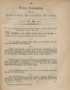 Gesetz-Sammlung für die Königlichen Preussischen Staaten, 12. April, 1867, nr. 28.