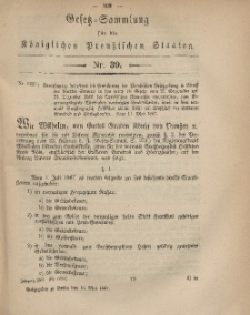 Gesetz-Sammlung für die Königlichen Preussischen Staaten, 13. Mai, 1867, nr.39.