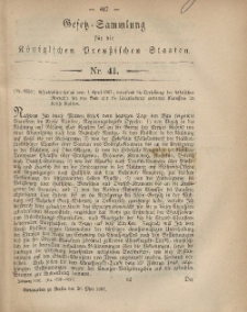 Gesetz-Sammlung für die Königlichen Preussischen Staaten, 20. Mai, 1867, nr.41.
