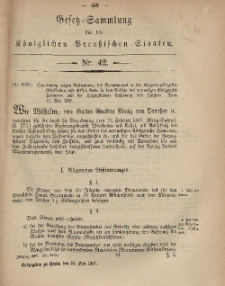 Gesetz-Sammlung für die Königlichen Preussischen Staaten, 23. Mai, 1867, nr.42.