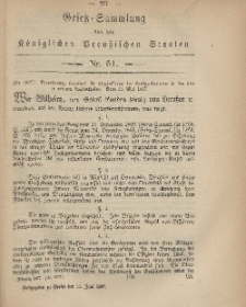 Gesetz-Sammlung für die Königlichen Preussischen Staaten, 11. Juni, 1867, nr.51.