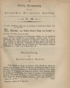 Gesetz-Sammlung für die Königlichen Preussischen Staaten, 25. Juni, 1867, nr.56.