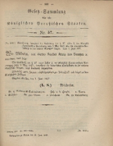 Gesetz-Sammlung für die Königlichen Preussischen Staaten, 26. Juni, 1867, nr.57.
