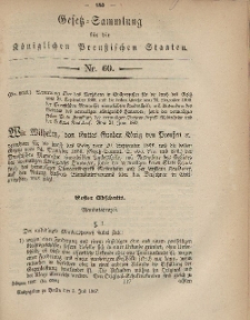 Gesetz-Sammlung für die Königlichen Preussischen Staaten, 5. Juli, 1867, nr.60.