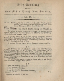 Gesetz-Sammlung für die Königlichen Preussischen Staaten, 20. Juli, 1867, nr.65.