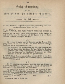 Gesetz-Sammlung für die Königlichen Preussischen Staaten, 20. Juli, 1867, nr.66.