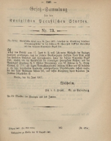Gesetz-Sammlung für die Königlichen Preussischen Staaten, 12. August, 1867, nr.73.